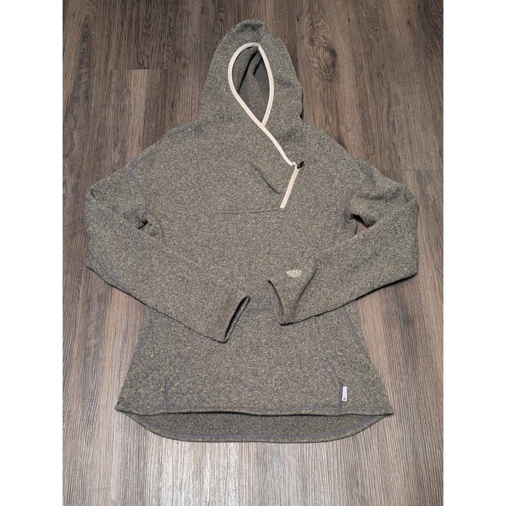 Stio Fleece Pullover Hoodie Thumb Holes Asymmetrical Zip Gray Womens S‎